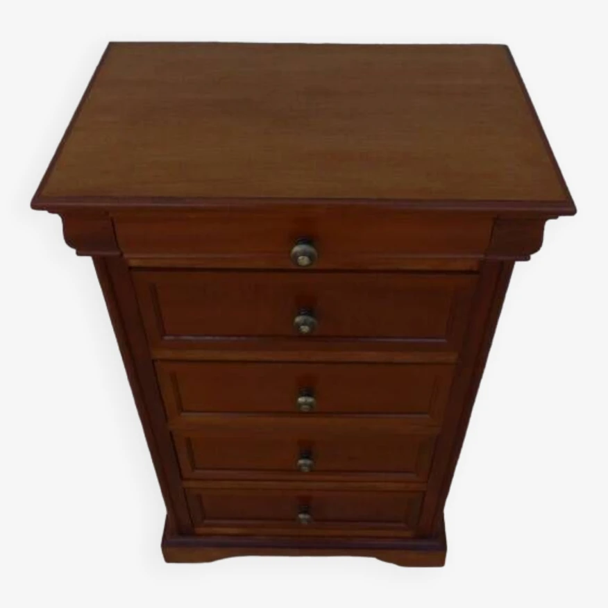 Louis Philippe Style Chest Of Drawers With 5 Drawers And Brass Buttons – Very Good Condition 13 Louis Philippe Style Chest Of Drawers With 5 Drawers And Brass Buttons – Very Good Condition - Image 11