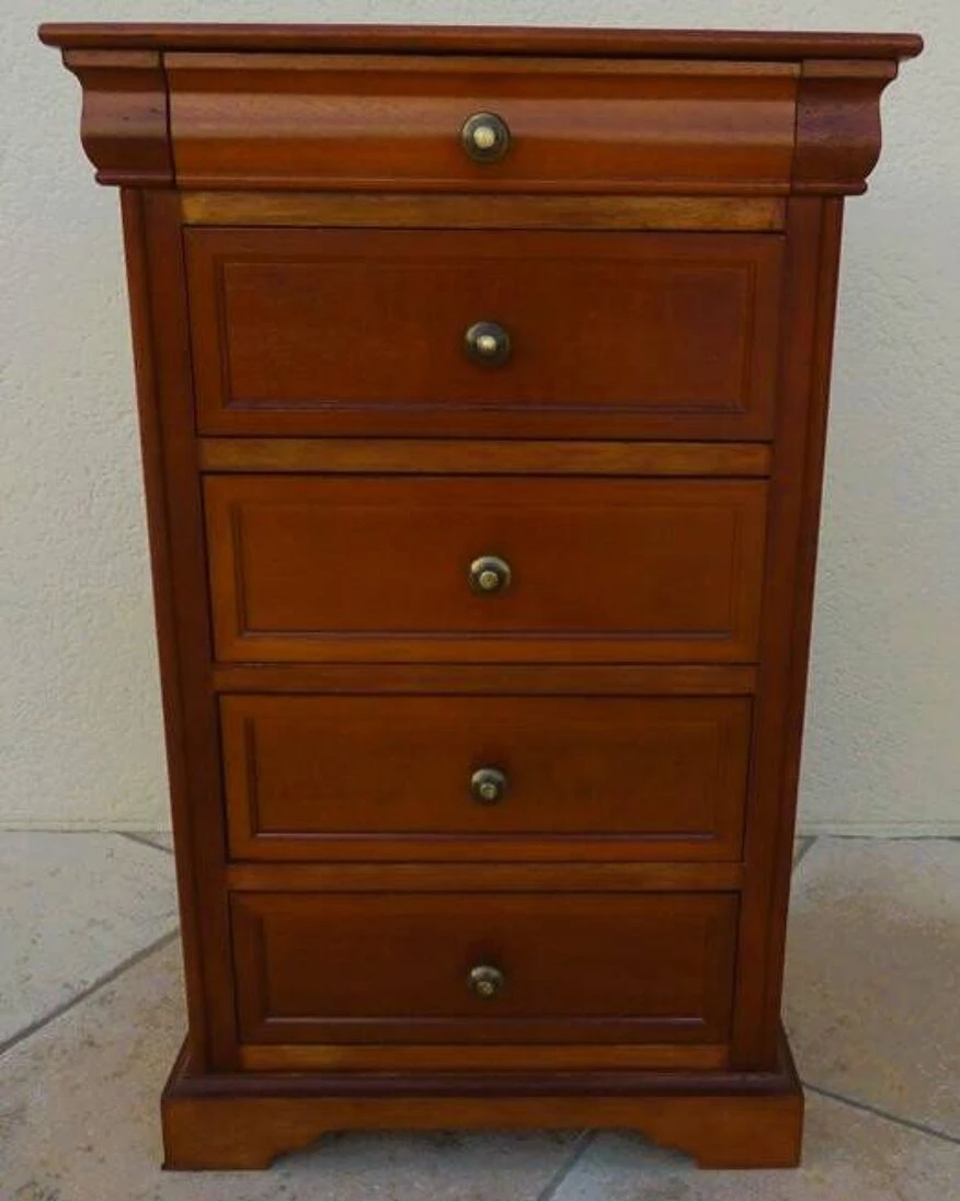 Louis Philippe Style Chest Of Drawers With 5 Drawers And Brass Buttons – Very Good Condition 6 Louis Philippe Style Chest Of Drawers With 5 Drawers And Brass Buttons – Very Good Condition - Image 4