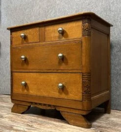 Art Deco Period Lady's Chest Of Drawers In Blond Oak / Circa 1940 -Room Fold Zone 089ab2ad a15b 48aa 81ca 3ccaa64207ec