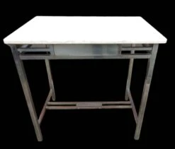 Art Deco Side Table Desk In Nickel-plated Copper And White Marble -Room Fold Zone 09402b4d b02a 4c1c 8782 8b9682dba64a