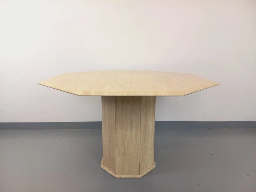Vintage Octagonal Travertine Dining Table From The 70s 80s 18 Vintage Octagonal Travertine Dining Table From The 70s 80s - Image 16