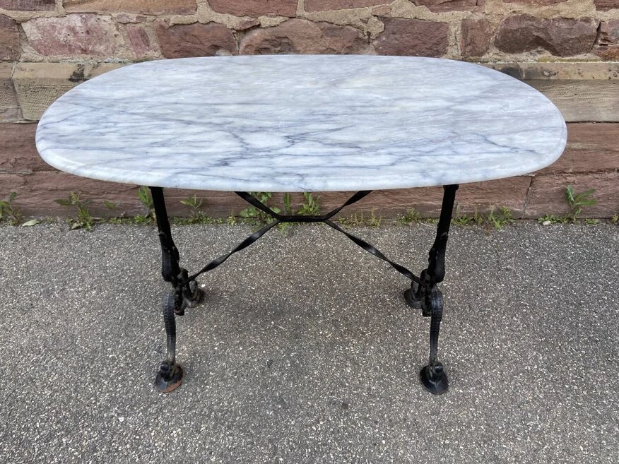 Bistrot Table Marble And Cast Iron Parisian Café Bistro Table Vintage Bohemian 4 Bistrot Table Marble And Cast Iron Parisian Café Bistro Table Vintage Bohemian - Image 2
