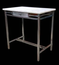 Art Deco Side Table Desk In Nickel-plated Copper And White Marble -Room Fold Zone 0e1b079c 58ff 4e3d b360 038f9fdfc405