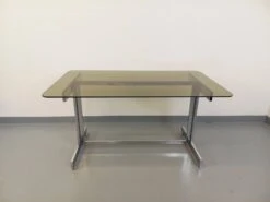 Vintage Desk Or Dining Table In Smoked Glass And Chrome Metal From The 70s -Room Fold Zone 1363428b 1c30 4df0 849c 2cd0c85de053