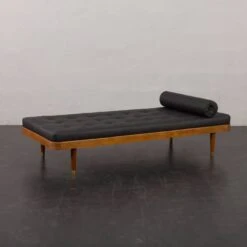 Danish Horsens Daybed In Black Leather And Teak, Denmark 1960s -Room Fold Zone 16d25b59 268f 431f 96b9 164e66e65ca3