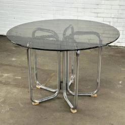 Vintage Italian Dining Table Smoke Glass -Room Fold Zone 289606e4 41a4 46c7 8291 1fd6f70aab59