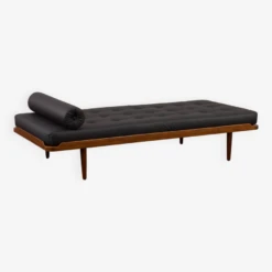 Danish Mid-century Teak Daybed In Black Leather, 1960s -Room Fold Zone 2b27b651 03ce 4317 a40c 334a5426de44