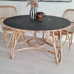 Old Rattan Table - Round Top With Tripod Base -Room Fold Zone 2dfe4bee 83ce 4135 a9e7 840d40fe07df