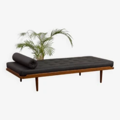 Danish Mid-century Teak Daybed In Black Leather, 1960s -Room Fold Zone 2eaf31f6 3d9e 4d95 9083 7a3dfbef4950