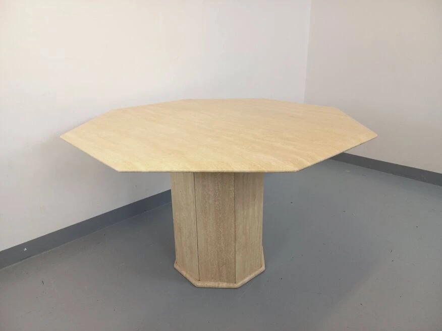 Vintage Octagonal Travertine Dining Table From The 70s 80s 12 Vintage Octagonal Travertine Dining Table From The 70s 80s - Image 10