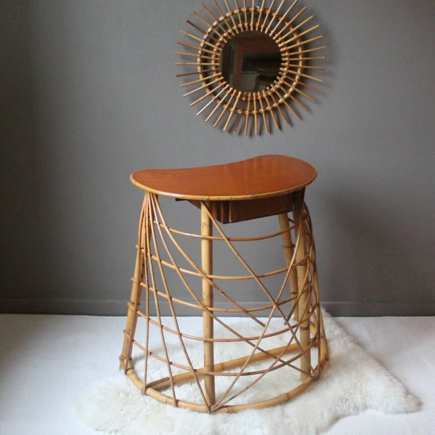 Vintage Rattan Dressing Table 4 Vintage Rattan Dressing Table - Image 2