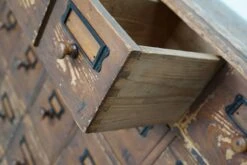 Antique Rustic German Pine Apothecary Cabinet / Bank Of Drawers, Early 20thc