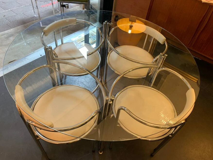 Chrome And Glass Table And Chairs Set 14 Chrome And Glass Table And Chairs Set - Image 12