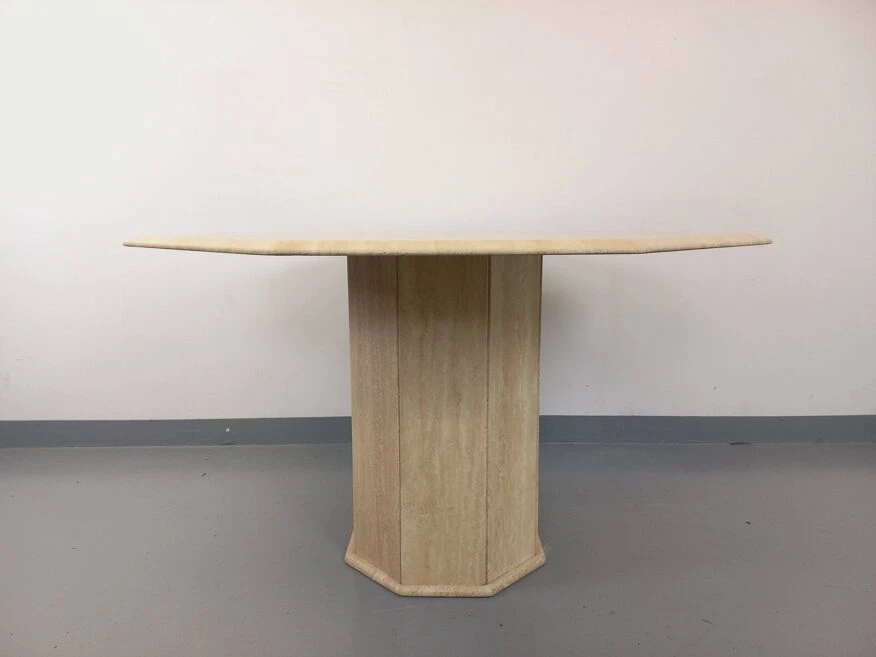 Vintage Octagonal Travertine Dining Table From The 70s 80s 4 Vintage Octagonal Travertine Dining Table From The 70s 80s - Image 2