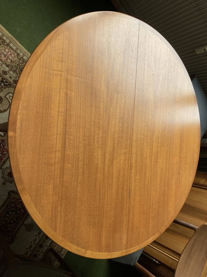 Round Vintage Teak Dining Table 1960s With Extension 5 Round Vintage Teak Dining Table 1960s With Extension - Image 3