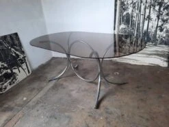 Large Chrome And Smoked Glass Table From The 70s 26 Large Chrome And Smoked Glass Table From The 70s -Room Fold Zone 3cd0cc18 7f6b 443a 8b24 8fb0f26c4aaf