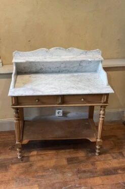 Dressing Table Or Dressing Table, Marble Top, Walnut Base, Louis Philip Style -Room Fold Zone 4158f8de 73bf 4dcc 8d9b 1d8ee8166eb2
