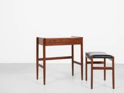 Midcentury Danish Dressing Table In Teak By Dyrlund With Ottoman By Spøttrup 1960s -Room Fold Zone 428fad39 c202 42a1 a70d fb86845e8311