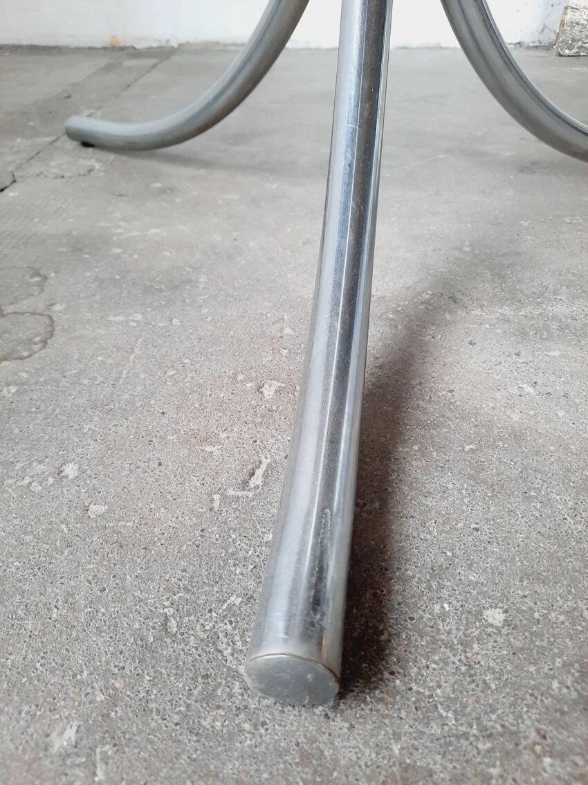 Large Chrome And Smoked Glass Table From The 70s 14 Large Chrome And Smoked Glass Table From The 70s - Image 12