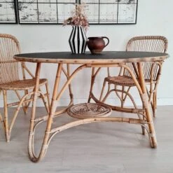 Old Rattan Table - Round Top With Tripod Base -Room Fold Zone 48834121 697a 46c9 b329 356b800bceb6
