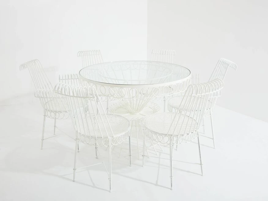 Mathieu Matégot Complete Dining Room Set Cap D'Ail 1950s 3 Mathieu Matégot Complete Dining Room Set Cap D'Ail 1950s