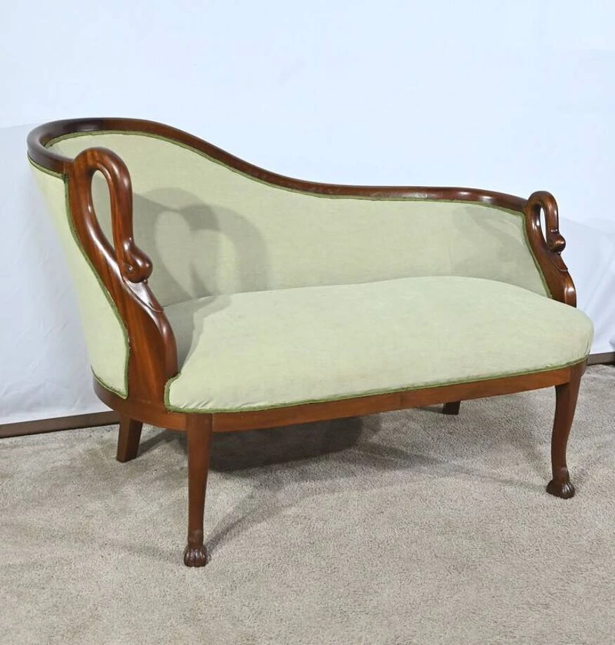 Small Mahogany Backsplash Daybed, Return From Egypt Style – Early 20th Century 14 Small Mahogany Backsplash Daybed, Return From Egypt Style – Early 20th Century - Image 12