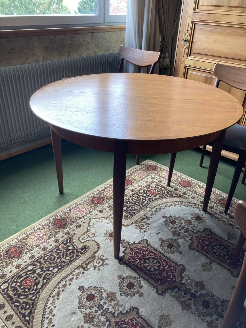 Round Vintage Teak Dining Table 1960s With Extension 3 Round Vintage Teak Dining Table 1960s With Extension