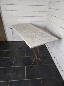 Old Bistro Table With Marble Top, 119cm L -Room Fold Zone 62f70220 844f 4e70 9af8 bb2169ad9ff9