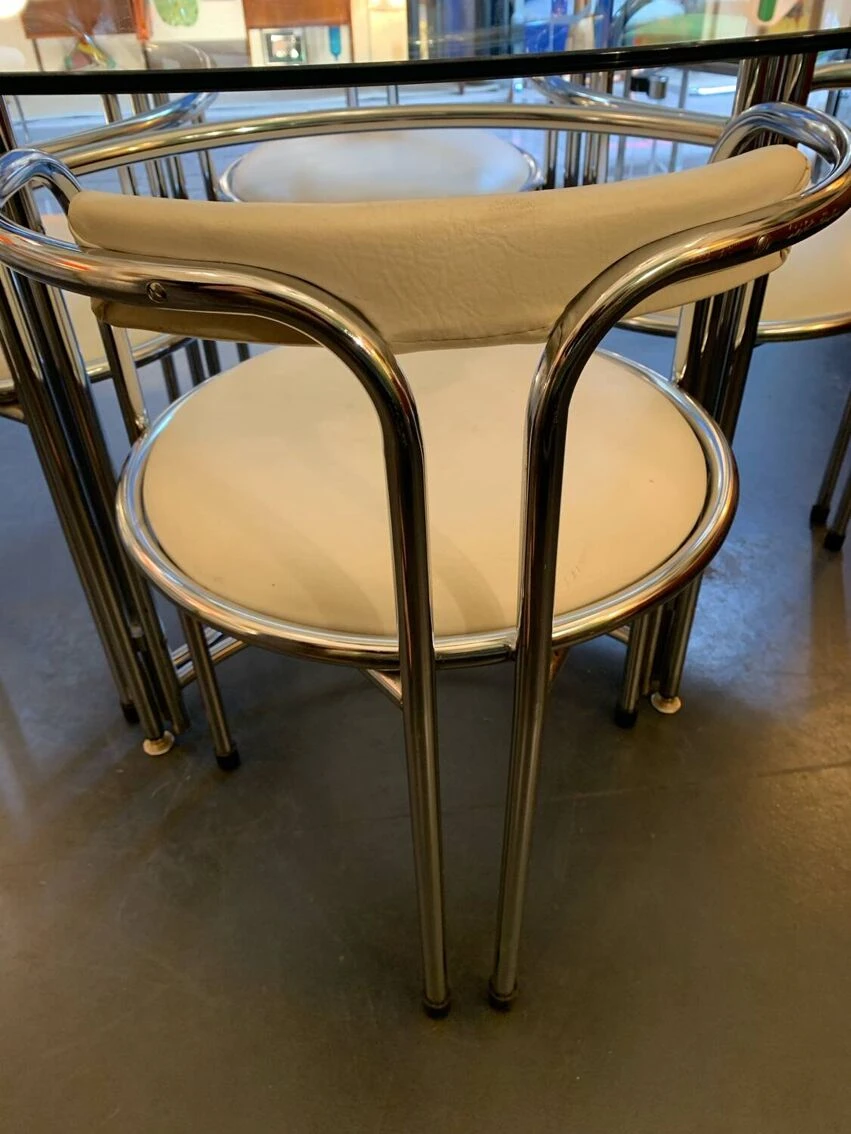 Chrome And Glass Table And Chairs Set 7 Chrome And Glass Table And Chairs Set - Image 5
