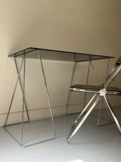 Wired Desk By Max Sauze In Metal And Smoked Glass, 1970 Design -Room Fold Zone 66183bec 967b 44d1 8201 9fc1f50008be