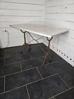 Old Bistro Table With Marble Top, 119cm L -Room Fold Zone 67ab8c07 ef47 45c3 a997 1b63f7664b48