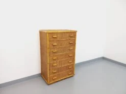 Vintage Chest Of Drawers In Rattan And Woven Rattan From The 70s