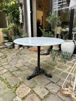 Dining Table In Gray Marble And Black Cast Iron ⌀ 90 Cm -Room Fold Zone 735a2032 92ee 49b6 9152 d4f5d7fab7dc