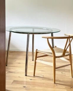 Vintage Ikea Glass Chrome Dining Table -Room Fold Zone 776eb6eb fafc 4b8b 860d aff7e4b3d137