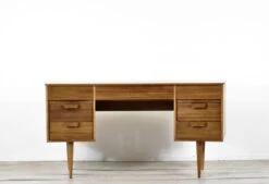 Midcentury Uniflex Walnut And Beech Concave Desk Designed By Gunther Hoffstead, -Room Fold Zone 7778f318 9683 4d44 8de9 27b98eb31df9