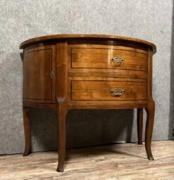 Magnificent Louis XV / Louis XVI Transition Style Half-moon Chest Of Drawers In Mahogany Inlaid With Fillets -Room Fold Zone 7d91f766 a4a7 4835 aa8e 936444510b5a