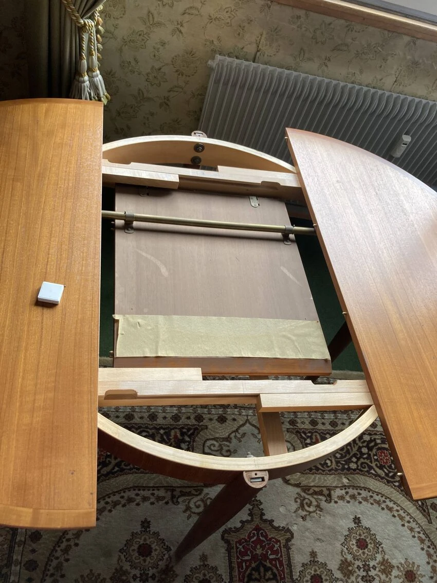 Round Vintage Teak Dining Table 1960s With Extension 8 Round Vintage Teak Dining Table 1960s With Extension - Image 6