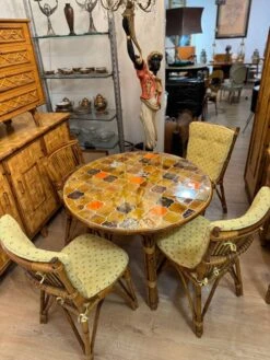 Vintage Rattan And Ceramic Dining Table -Room Fold Zone 81630f8d ef7b 4f13 b812 d958497881d9