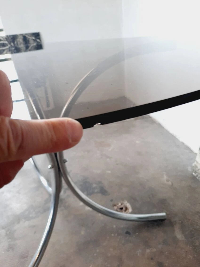 Large Chrome And Smoked Glass Table From The 70s 11 Large Chrome And Smoked Glass Table From The 70s - Image 9