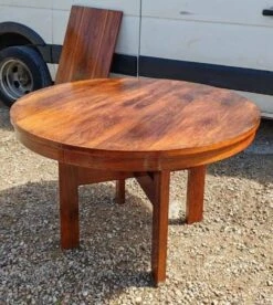 Round Dining Table -Aurora Izegem Model 4001 Belgium Scandinavian In Rio Rosewood + Extension -Room Fold Zone 85b6acb0 aa2f 4312 8556 6a7f490f5594