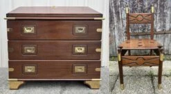 Vintage Navy Wood Scriban Chest Of Drawers And Chair -Room Fold Zone 86731360 dbf4 4265 ab35 14253a7a14e1