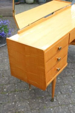 Convenient Dressing Table Sideboard In Varnished Lemon Wood, Circa 1960