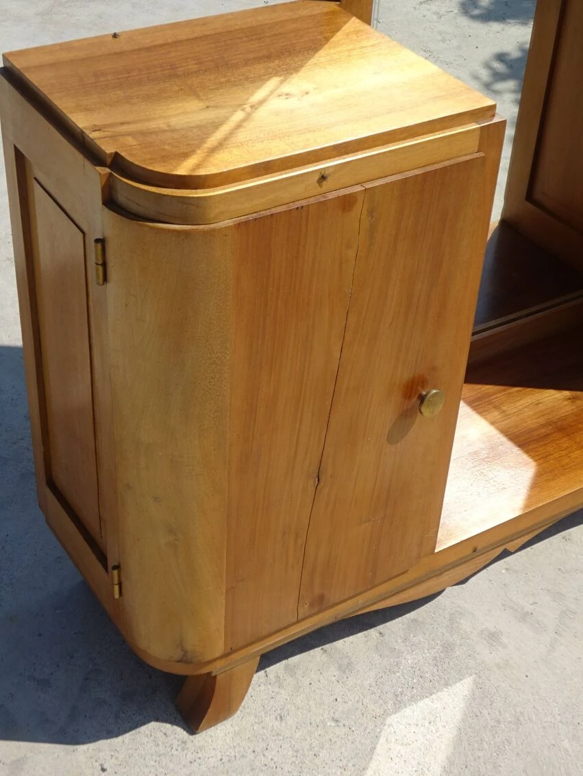Light Wooden Dressing Table With Large Original Mirror, 1930s 8 Light Wooden Dressing Table With Large Original Mirror, 1930s - Image 6