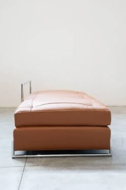 Cognac Leather Sofa Bed, Handmade By Eileen Gray, 1980/1990
