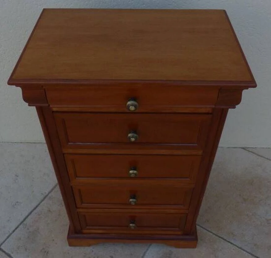 Louis Philippe Style Chest Of Drawers With 5 Drawers And Brass Buttons – Very Good Condition 8 Louis Philippe Style Chest Of Drawers With 5 Drawers And Brass Buttons – Very Good Condition - Image 6