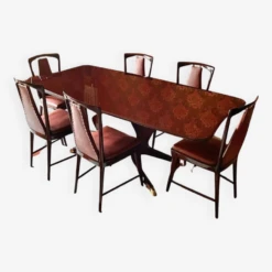 1950 Italian Midcentury Modern Mahogany And Rosewood Dining Set, Attributed To Osvaldo Borsani -Room Fold Zone 9520f445 f728 4851 94d7 ce2e83e1ad02
