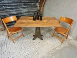 Old Table Dining Table Cast Iron With Beech Wood 80x135 Cm -Room Fold Zone 96621e70 2a24 47d8 93c7 dd8624a717a9