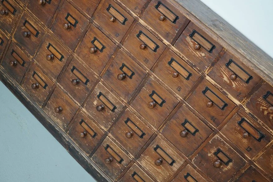 Antique Rustic German Pine Apothecary Cabinet / Bank Of Drawers, Early 20thc 7 Antique Rustic German Pine Apothecary Cabinet / Bank Of Drawers, Early 20thc - Image 5