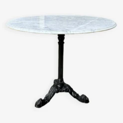 Dining Table In Gray Marble And Black Cast Iron ⌀ 90 Cm -Room Fold Zone a0e54060 f304 4cf9 a415 18919af38b09
