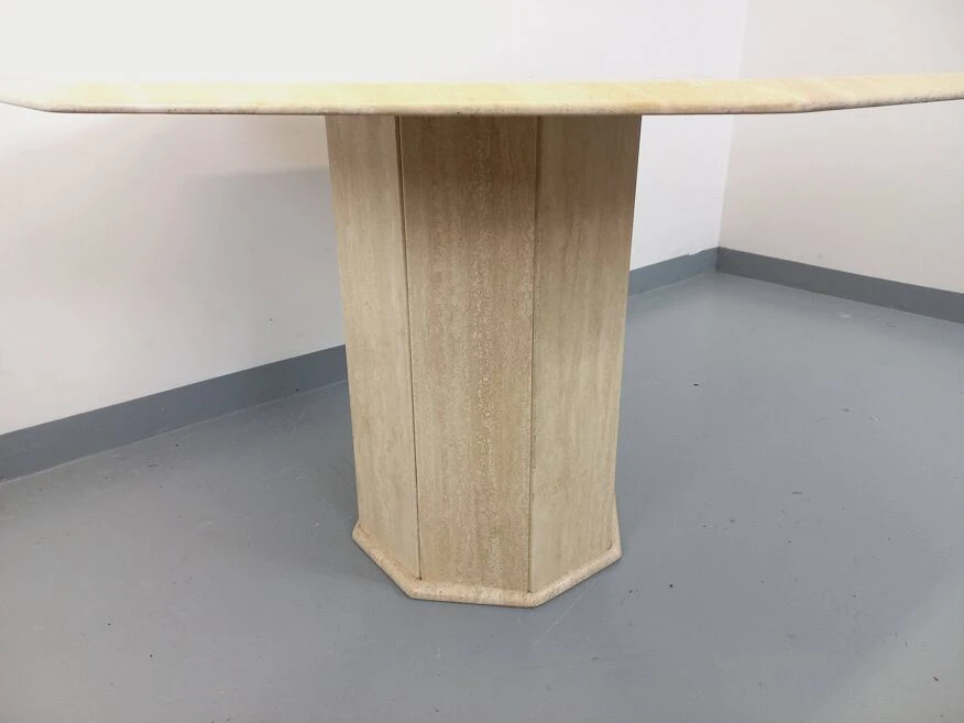 Vintage Octagonal Travertine Dining Table From The 70s 80s 8 Vintage Octagonal Travertine Dining Table From The 70s 80s - Image 6